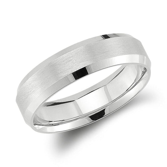 Beveled Edge Matte Centre Wedding Band in 6mm - RV The diamond dealer