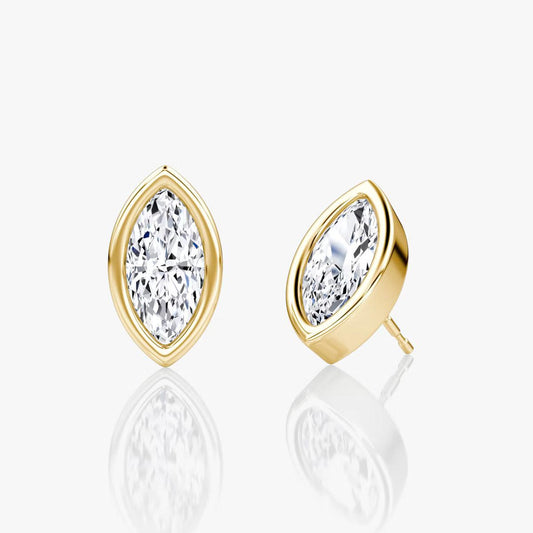 Classic Bezel Marquise Cut Diamond Stud's - RV The diamond dealer