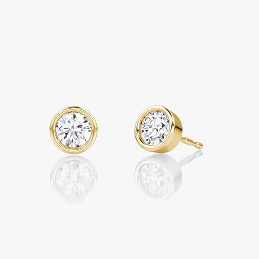 Classic Bezel Round Cut Diamond Stud's - RV The diamond dealer
