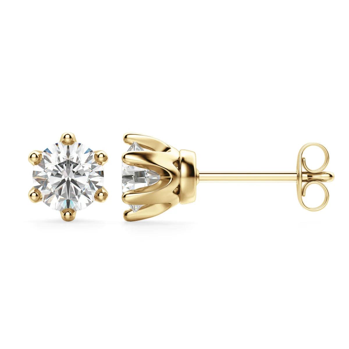 Crown Round Cut Diamond Stud's - RV The diamond dealer