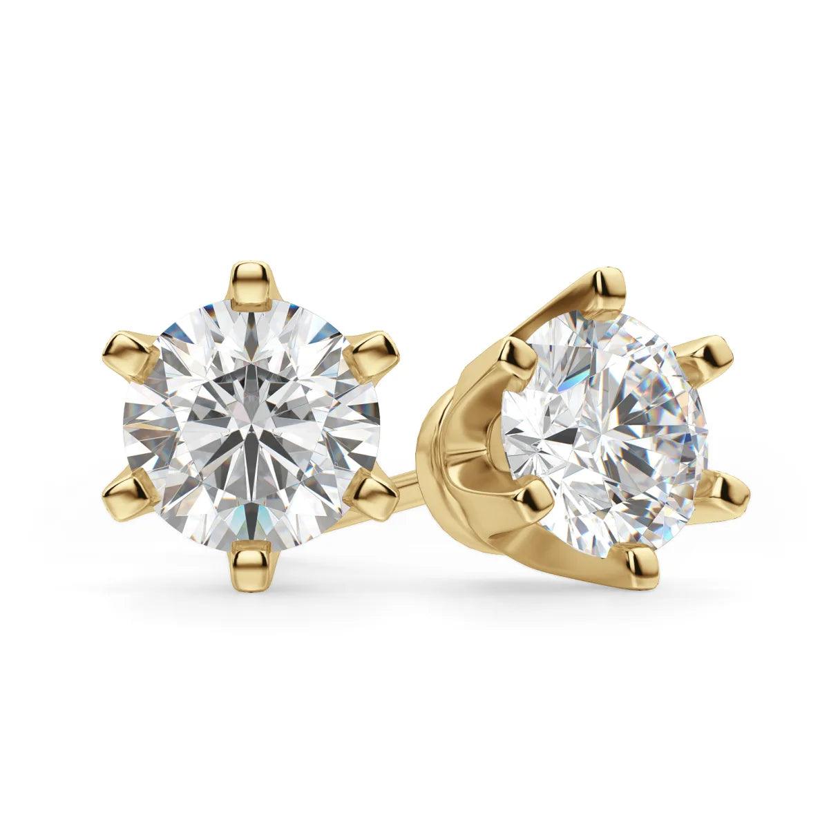 Crown Round Cut Diamond Stud's - RV The diamond dealer