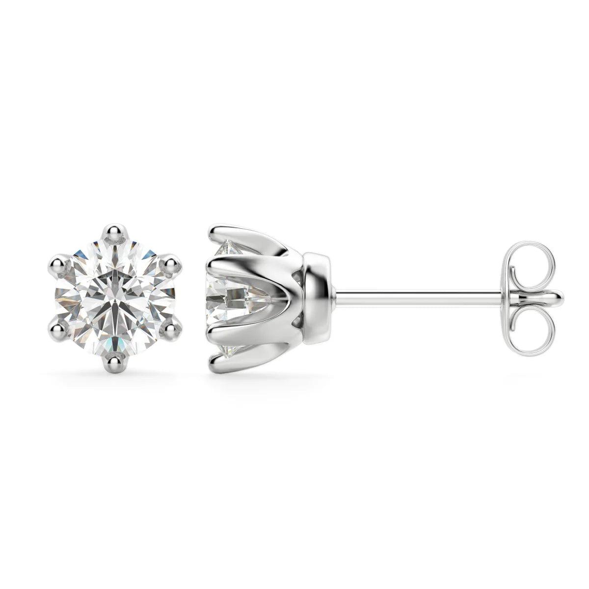 Crown Round Cut Diamond Stud's - RV The diamond dealer