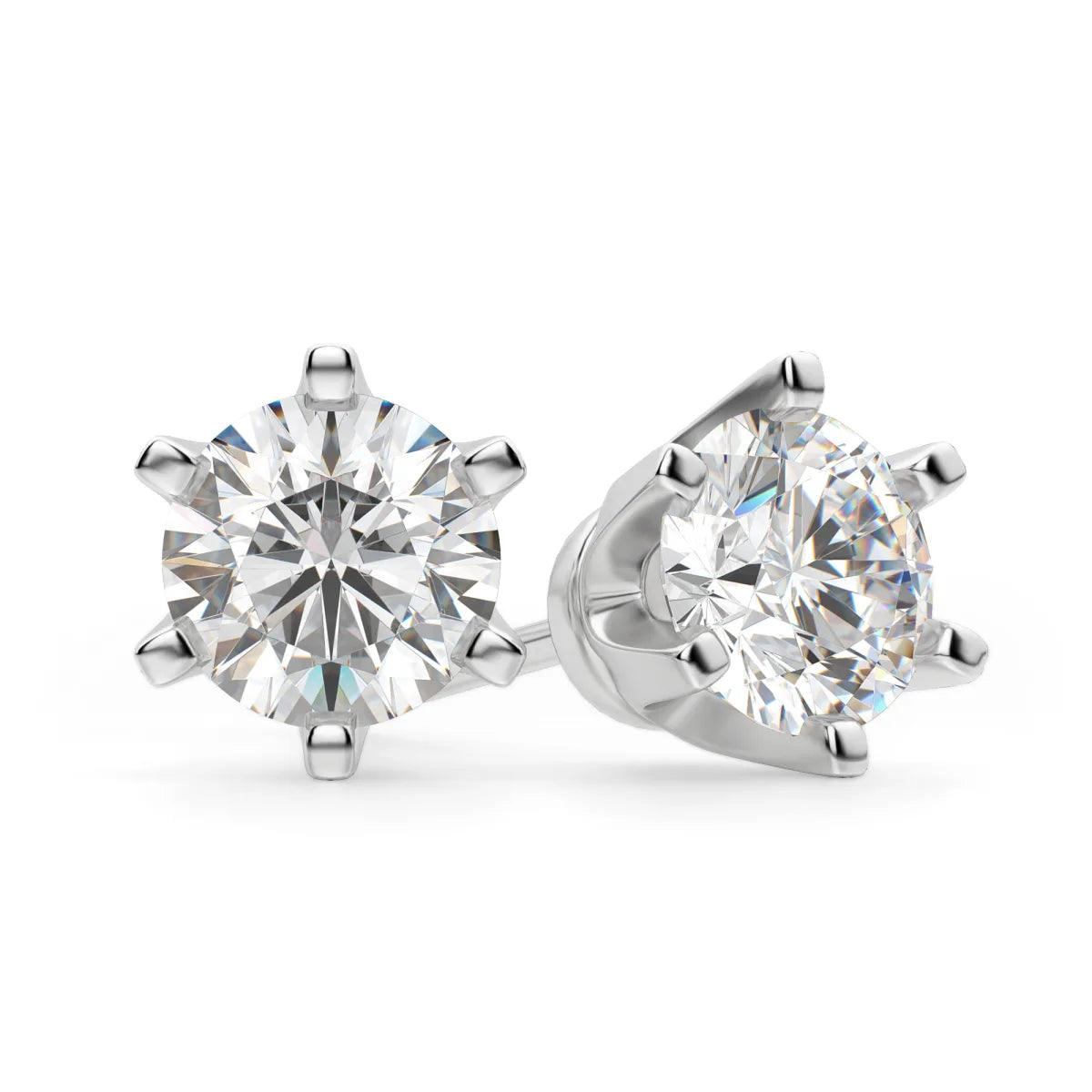 Crown Round Cut Diamond Stud's - RV The diamond dealer
