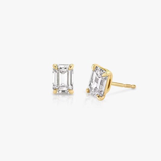 Classic Emerald Cut Diamond stud's - RV The diamond dealer